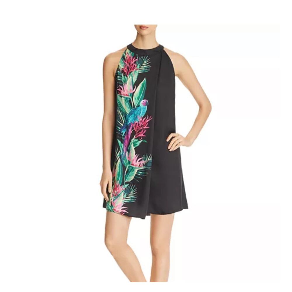 Tommy Bahama Black and Pink Tropical Mini Dress